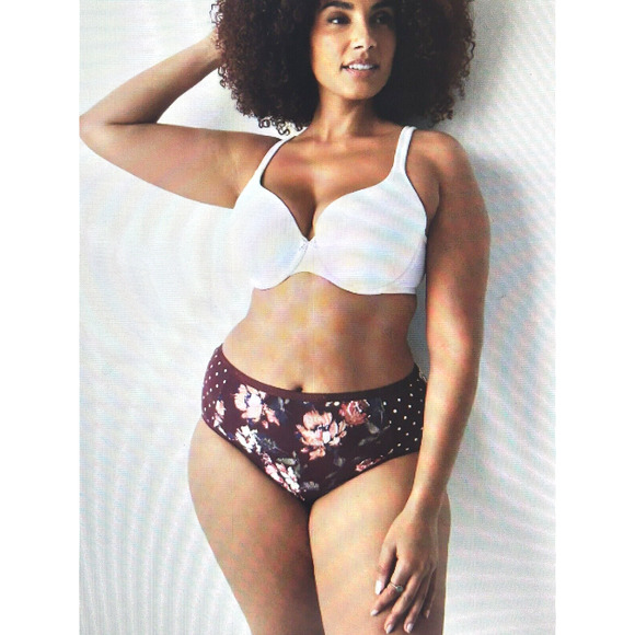 NWT Lane Bryant Chocolate Brown Floral High Leg Cotton Brief Panties in XL 14 16 - Picture 1 of 8